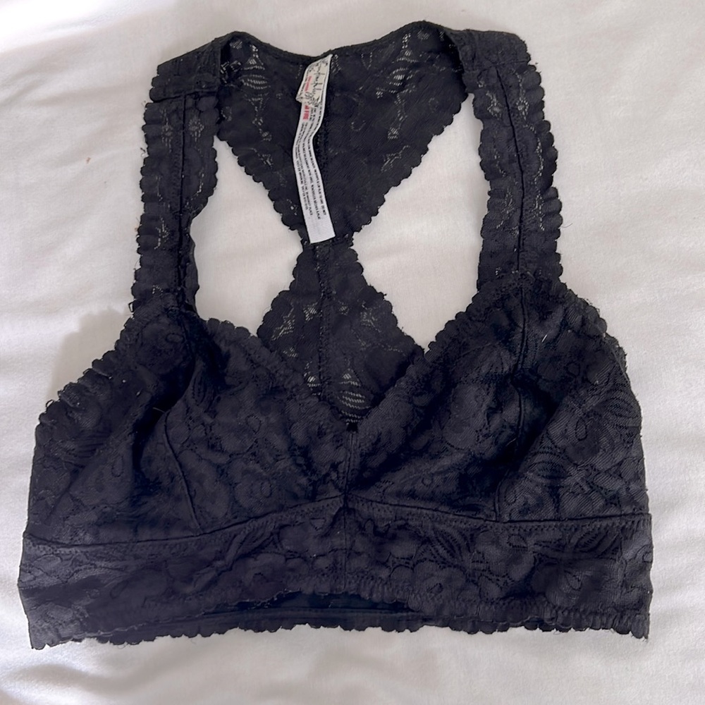 Free people Black racerback lace bralette